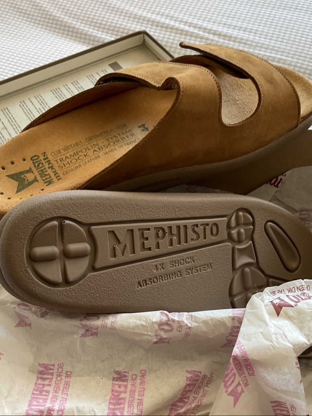 Mephisto Brown Nubuck Double-Strap Slide Sandals - Picture 4 of 5